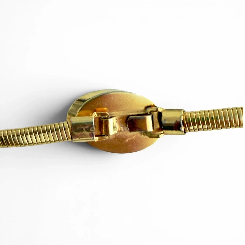 90s Vintage Gold Snake Chain Belt Oval Buckle Minimalist Stretch Boho Y2K S